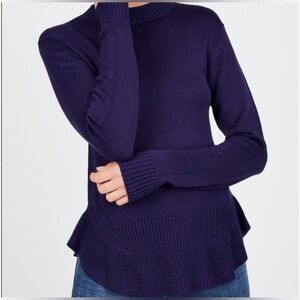 OCTAVIA Women’s Peplum-style Plum-colored Long Sleeve Knit Sweater Size Large L